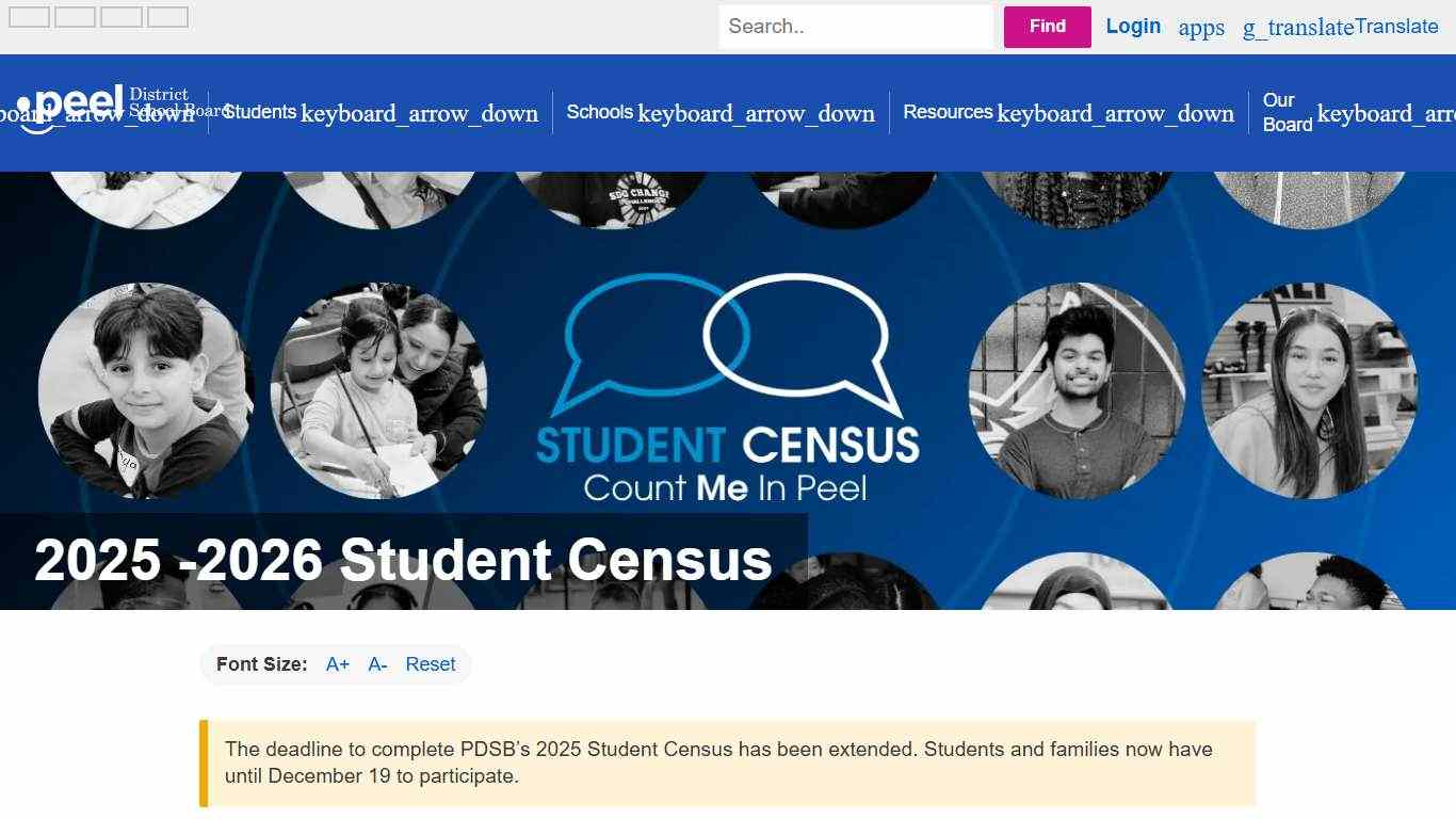 2025 -2026 Student Census - Peel Board Office Site